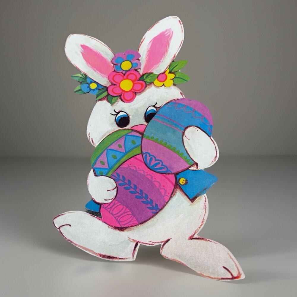 Vintage Holiday Wall Decorations Easter Bunny Rabbit Die Cut Epherema Paper 80's